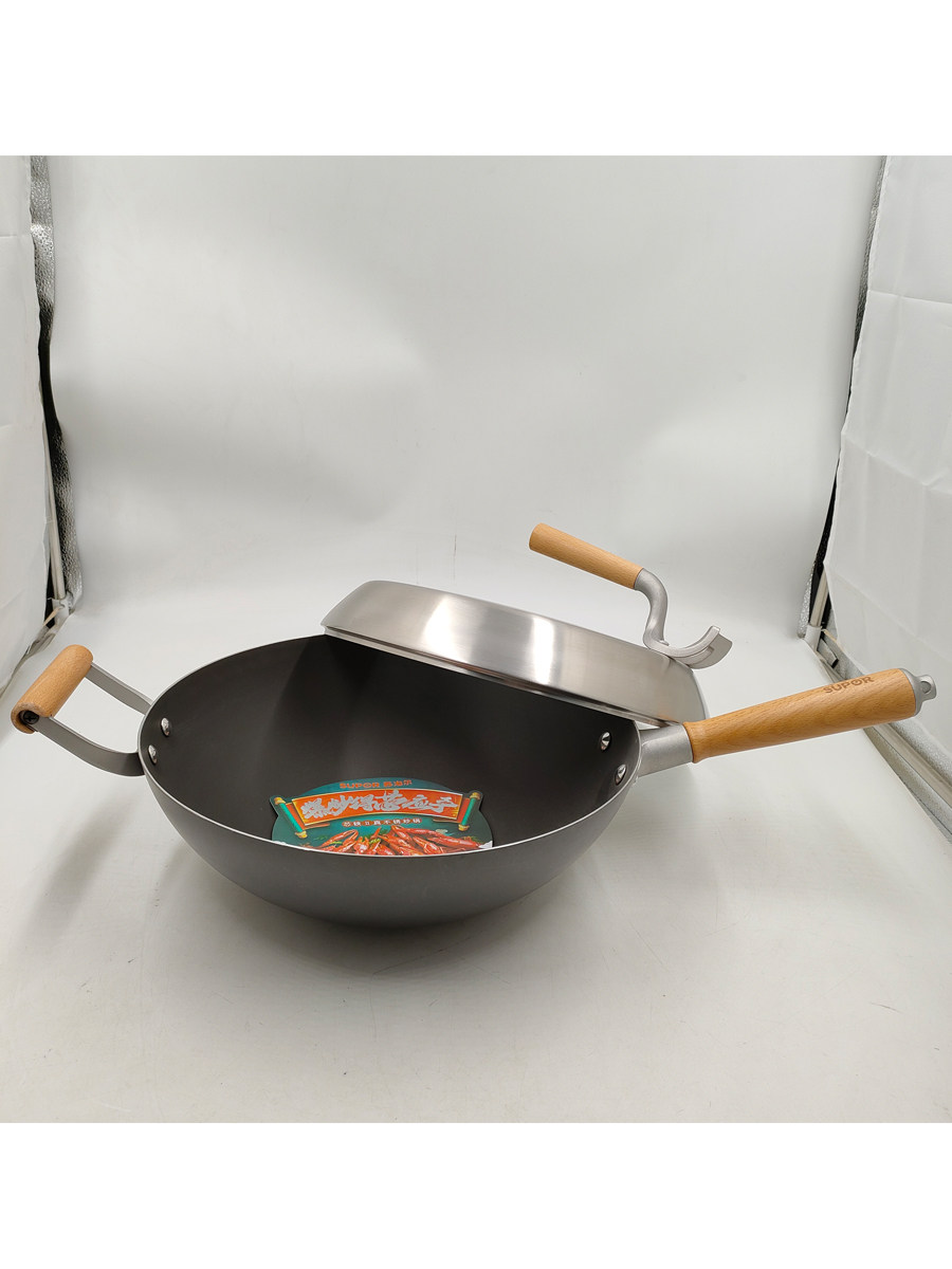 苏泊尔真不不锈铁锅芯铁涂层炒锅燃气灶适用cc32ac1炒锅