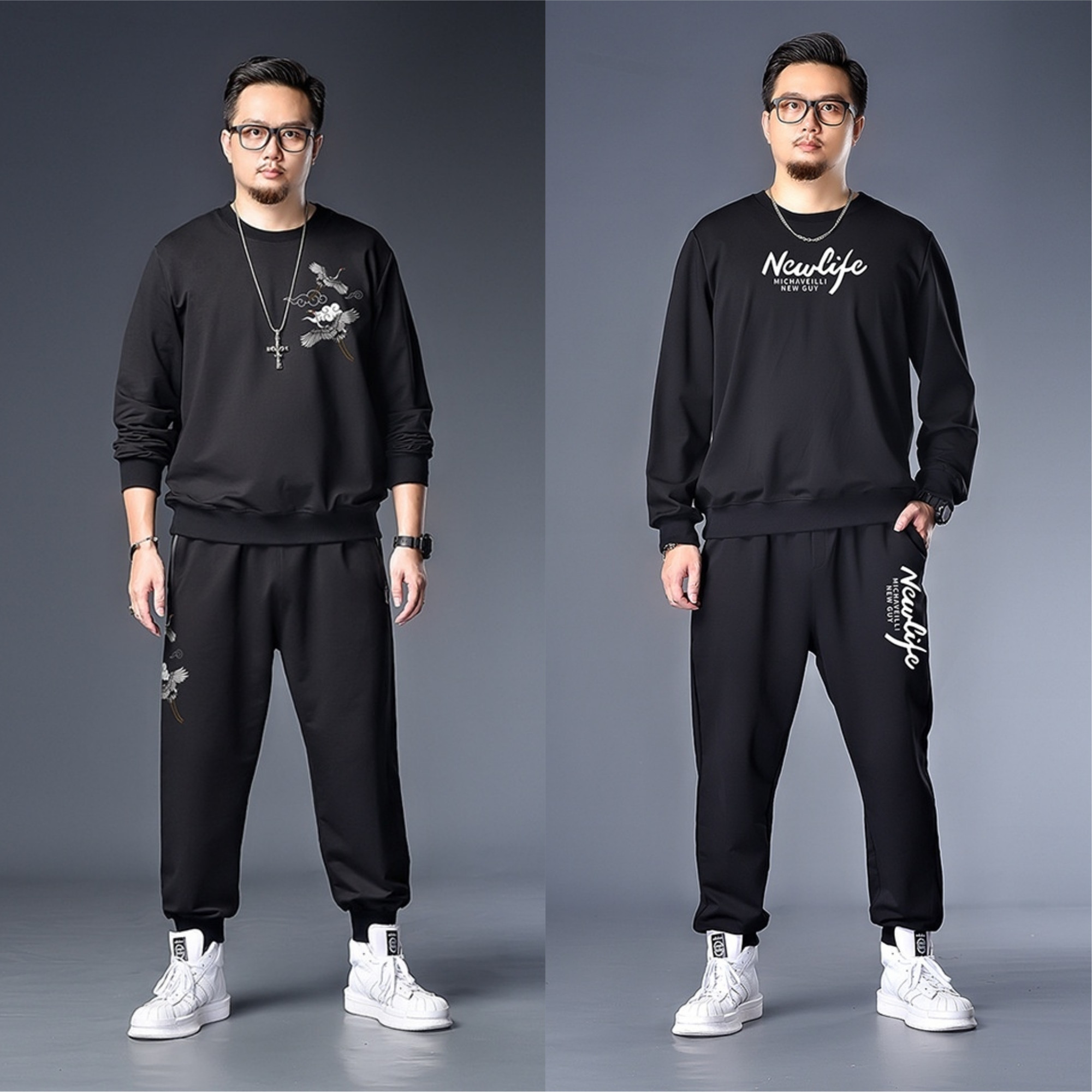 春秋肥胖男装胖人休闲卫衣套装男加加大码潮休闲运动套装