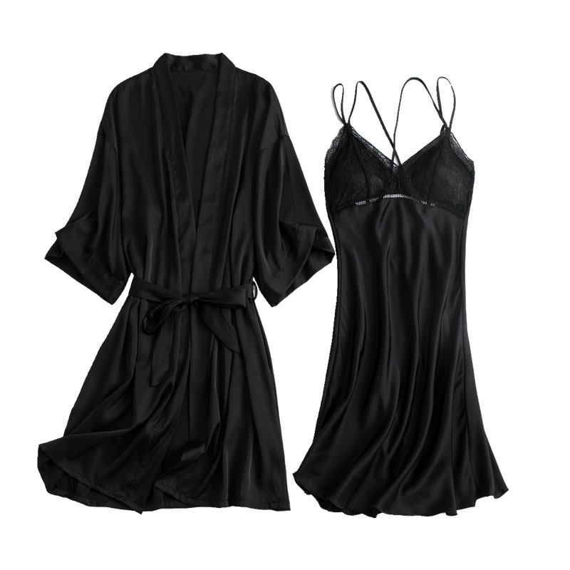维密睡衣女秋薄款丝绸吊带睡裙睡袍睡袍