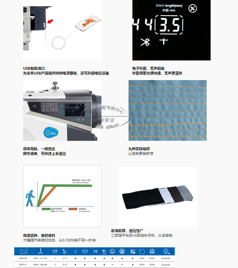 新款美机q5fe系列智能步进工业电脑缝纫机电子缝纫机