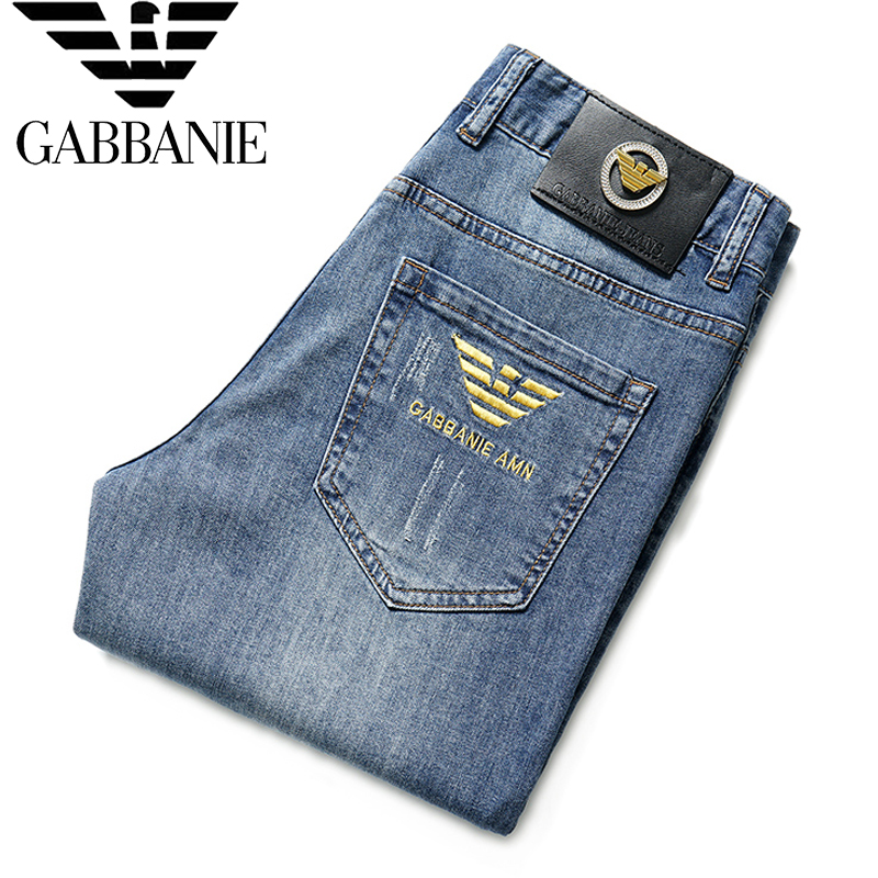 正品奇 阿玛尼 亚高端牛仔裤男休闲百搭刺绣弹力修身小脚潮牌薄款