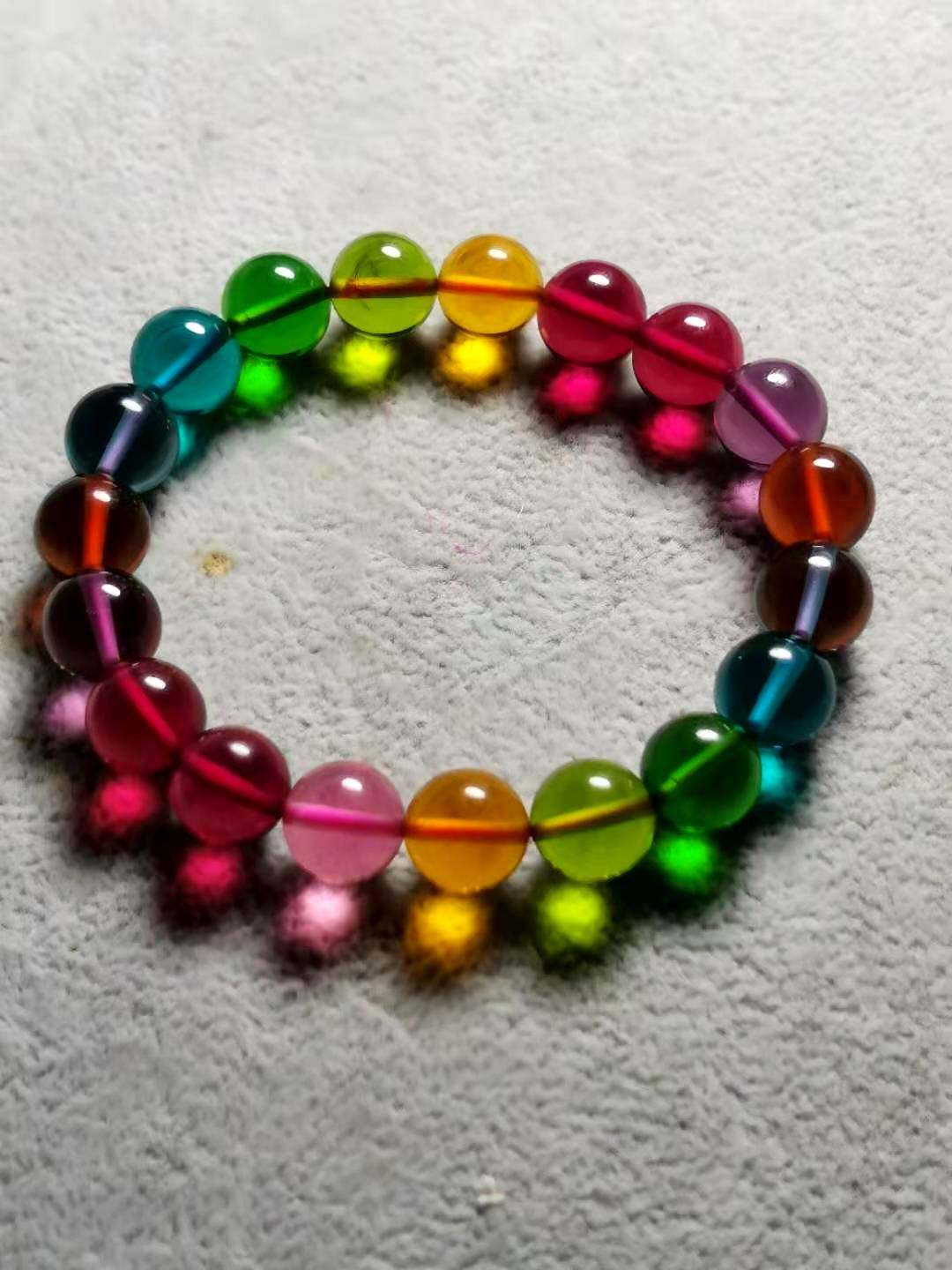 糖果优化碧玺全净七彩彩色水晶手串彩虹手链手链