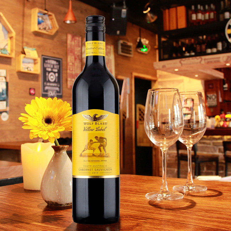 澳洲原瓶进口wolfblass纷赋黄牌赤霞红葡萄酒六支干红静态葡萄酒