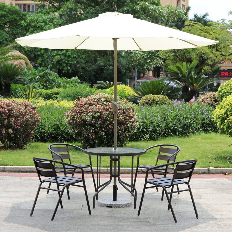 户外阳台防水全铝休闲桌椅遮阳伞组合咖啡厅奶茶桌椅套件