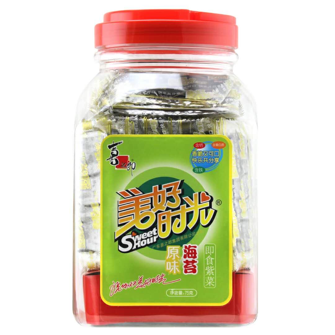喜之郎美好时光原味海75克大桶桶装即食紫菜海休闲零食海苔系列