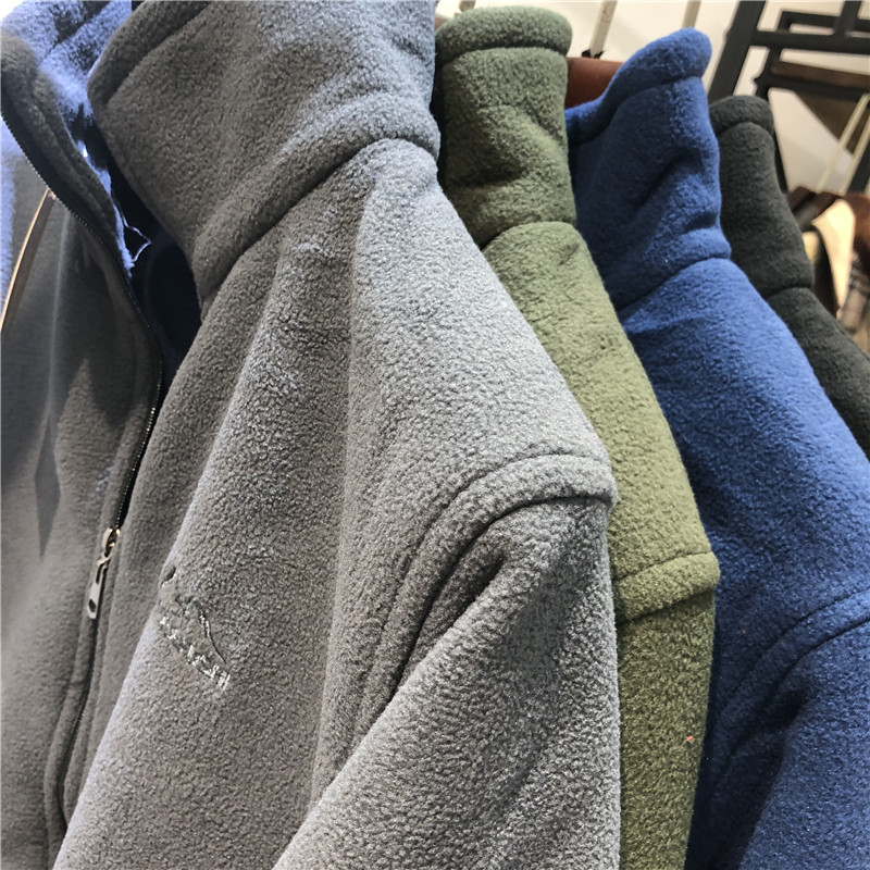 好穿！男士户外开衫外贸尾单抓绒立领摇粒绒保暖防风外套