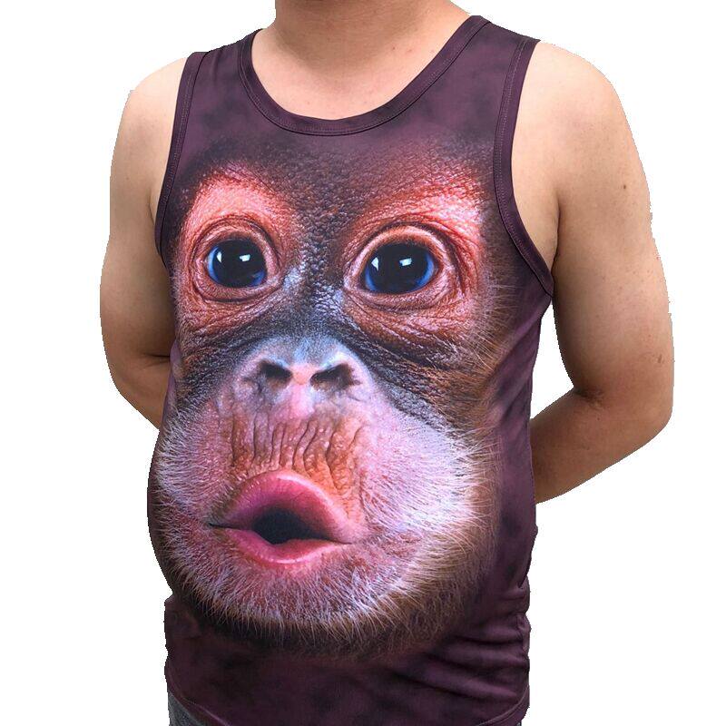 大肚腩胖人搞笑衣服大猩猩3d立体创意印花猴子t恤