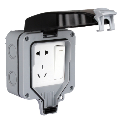 户外明装防雨一开五孔10a16a电源插座 防水开关插座户外密封盒