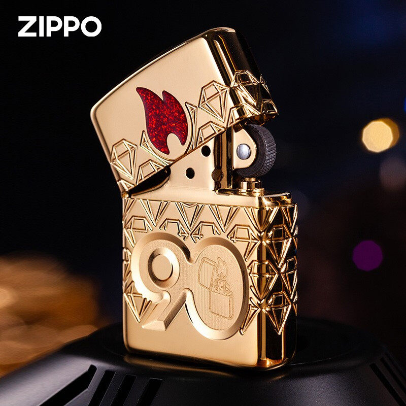 打火机zippo原装正品c22年度镀金金盔甲2022年90周年zippo