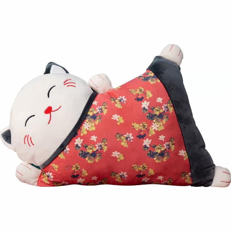 招财猫抱枕被子卡通可爱办公室汽车护腰靠垫椅子靠枕腰枕午睡神器