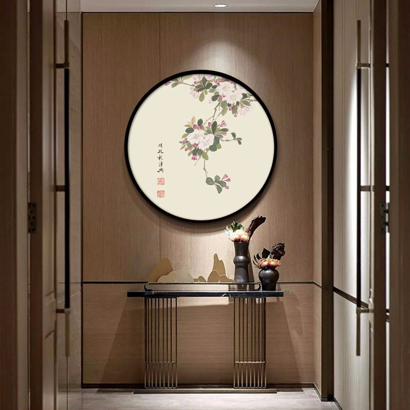 圆形书房古风中式新中式茶室装饰画壁画玄关挂画现代装饰画