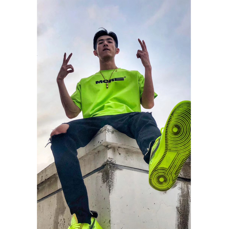 夏吉吉oym短袖男潮牌荧光色T恤潮流嘻哈街头国朝宽松半袖男生上衣