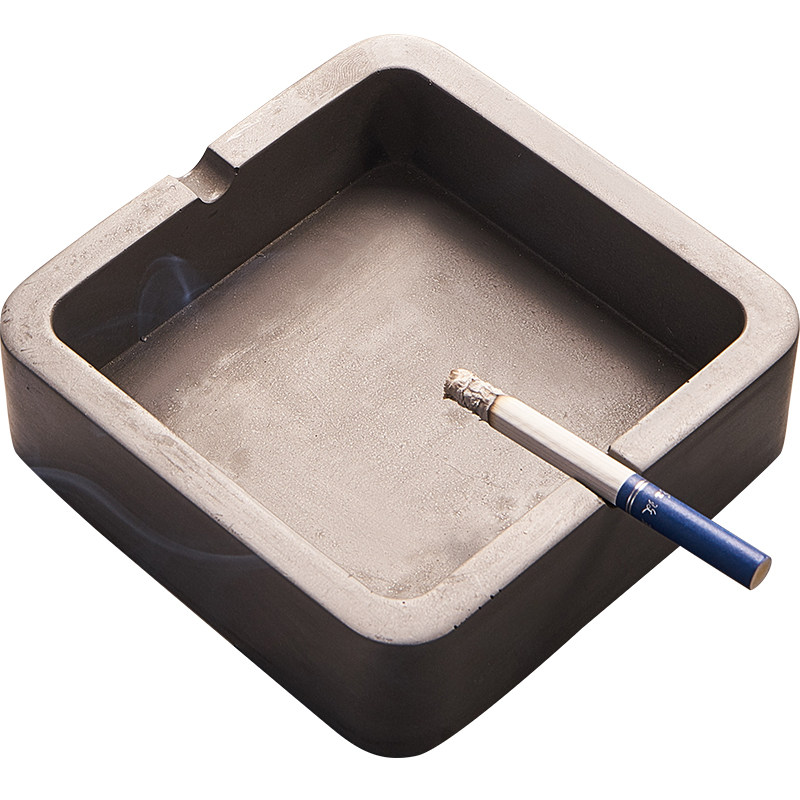 北欧方形大烟烟灰缸办公室大气简约防飞灰带家用装饰烟灰缸