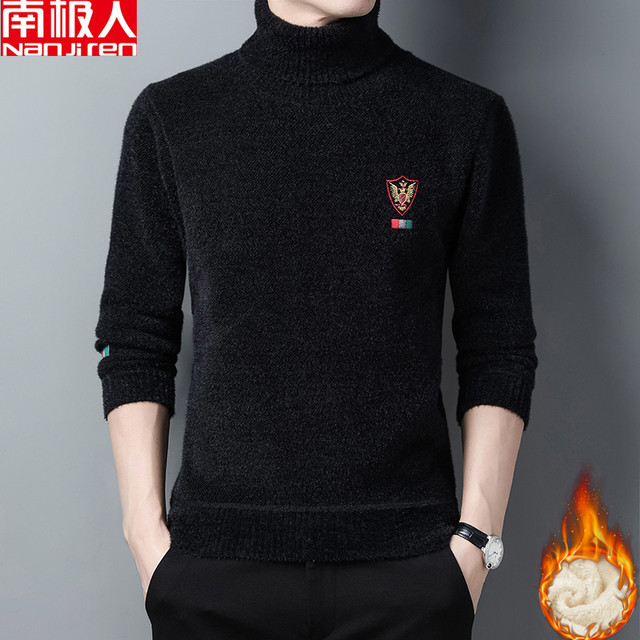 Antarctic people in autumn and winter plus velvet thick turtleneck sweater jacket men's warm bottoming sweater sweater men Antarctic people in autumn and winter plus velvet thick turtleneck sweater jacket men's warm bottoming sweater sweater men