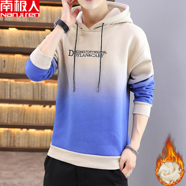 Antarctic people autumn and winter plus velvet thick hooded long-sleeved sweater men's trend loose hoodie T-shirt men's jacket Antarctic people autumn and winter plus velvet thick hooded long-sleeved sweater men's trend loose hoodie T-shirt men's jacket