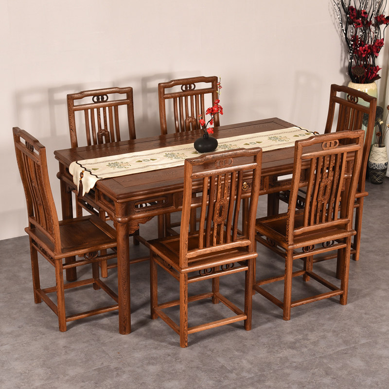 餐桌红木桌椅组合长方形仿古实木中式餐厅家用实木餐桌