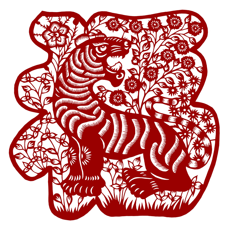 虎年生肖剪纸图样打印底稿手工刻纸练习图案剪纸