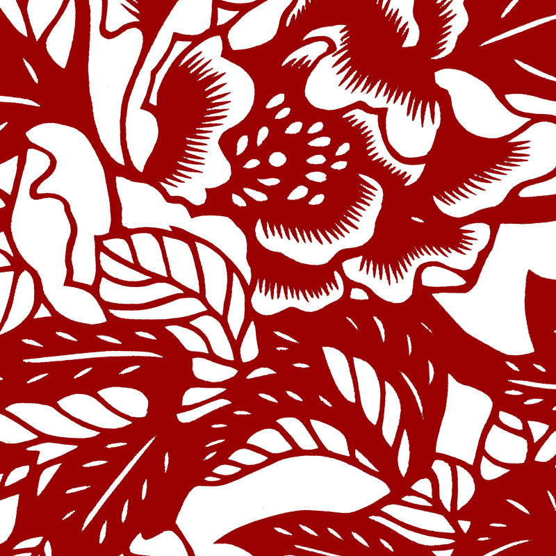 打印牡丹鲤鱼剪纸图案底稿手工刻纸国画图样剪纸