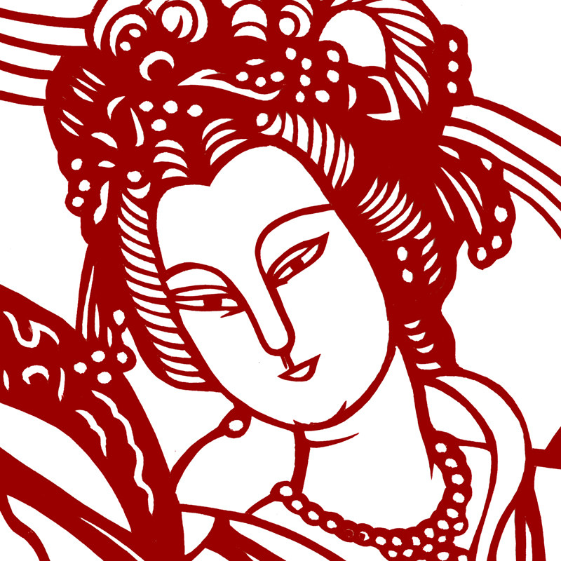 底稿剪纸图样手工刻纸图案古装仙女祝寿起舞剪纸