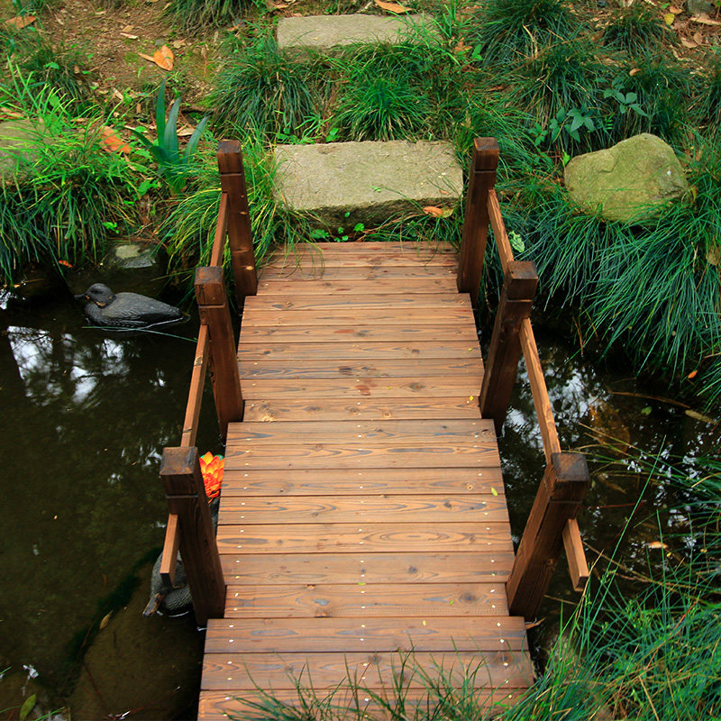 户外室内阳台庭院花园碳化木防腐木木桥木拱桥小木桥景观桥装饰桥
