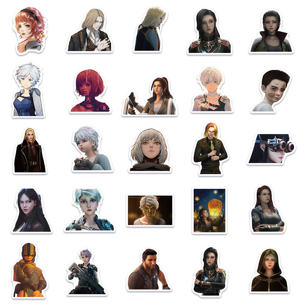 灵笼白月魁手办贴纸60张国漫马克冉冰漫迷笔记本动漫挂件