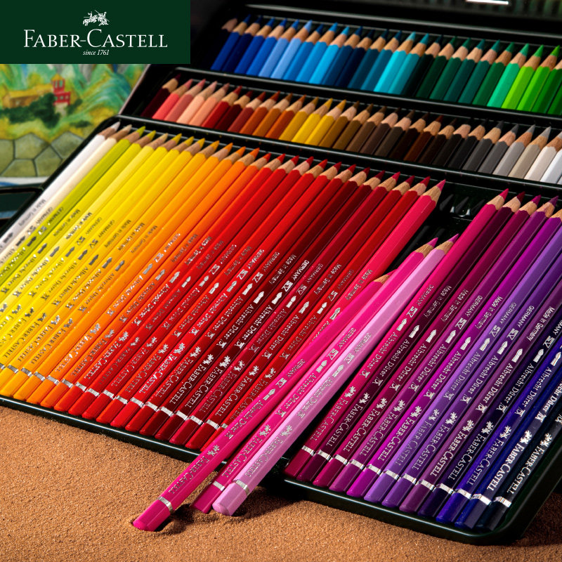 辉柏嘉彩铅水溶性铅笔彩色油性铁盒120色德国山海文具套装