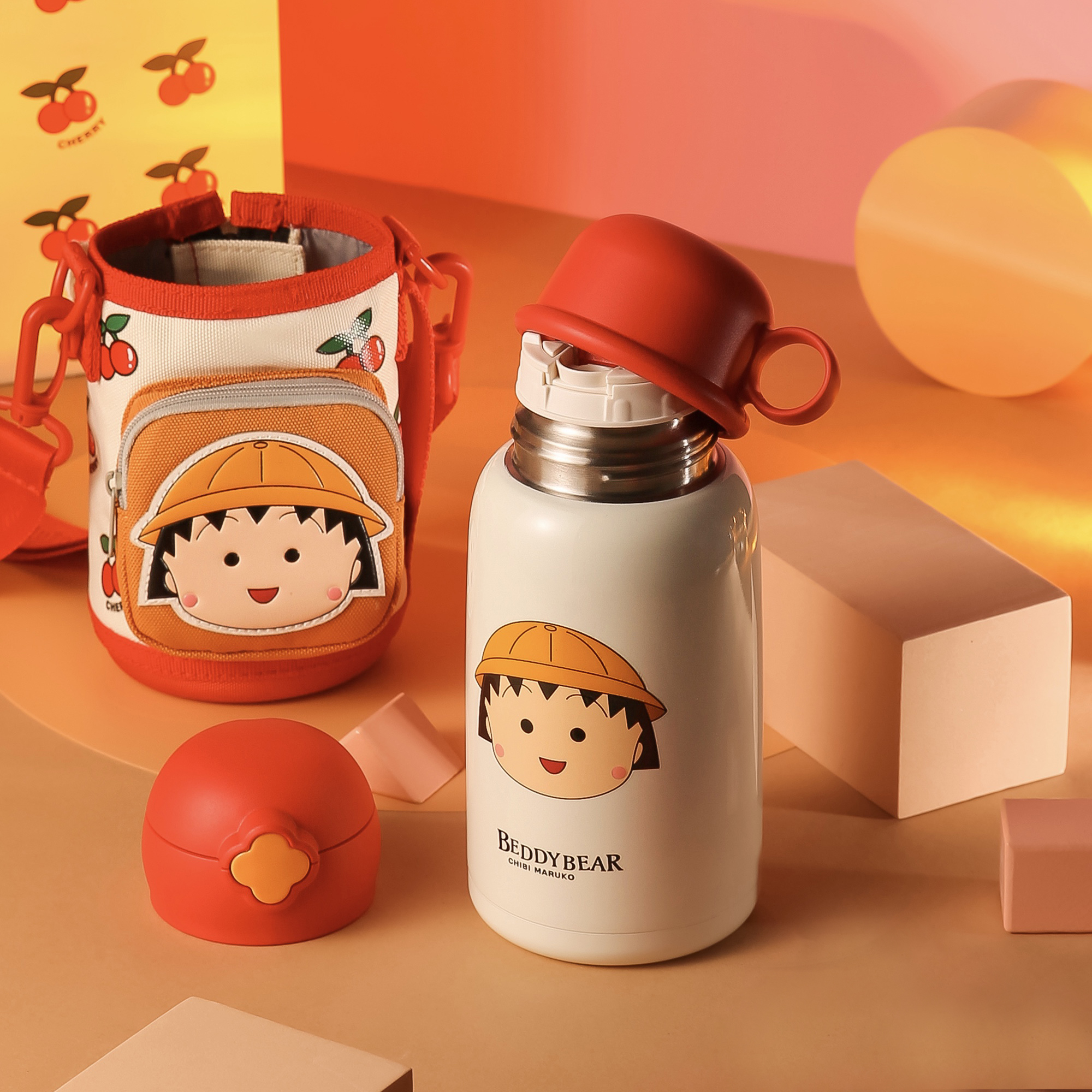 杯具熊樱桃小丸子口袋儿童保温杯吸管幼儿园水壶学生卡通保温杯