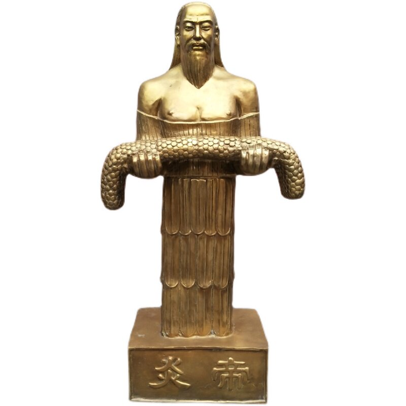 炎帝铜像摆件纯铜大号90公分始祖神农站像风水摆件