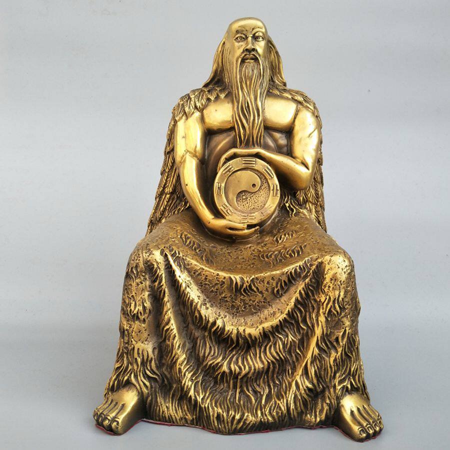 八卦祖师大号铜像摆件先天后天文王伏羲坐像摆件