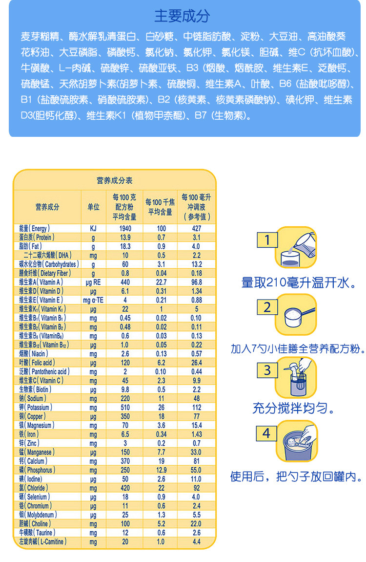 瑞士原装雀巢幼儿儿童成长小佳膳低敏全营养配方奶粉 400g 现货