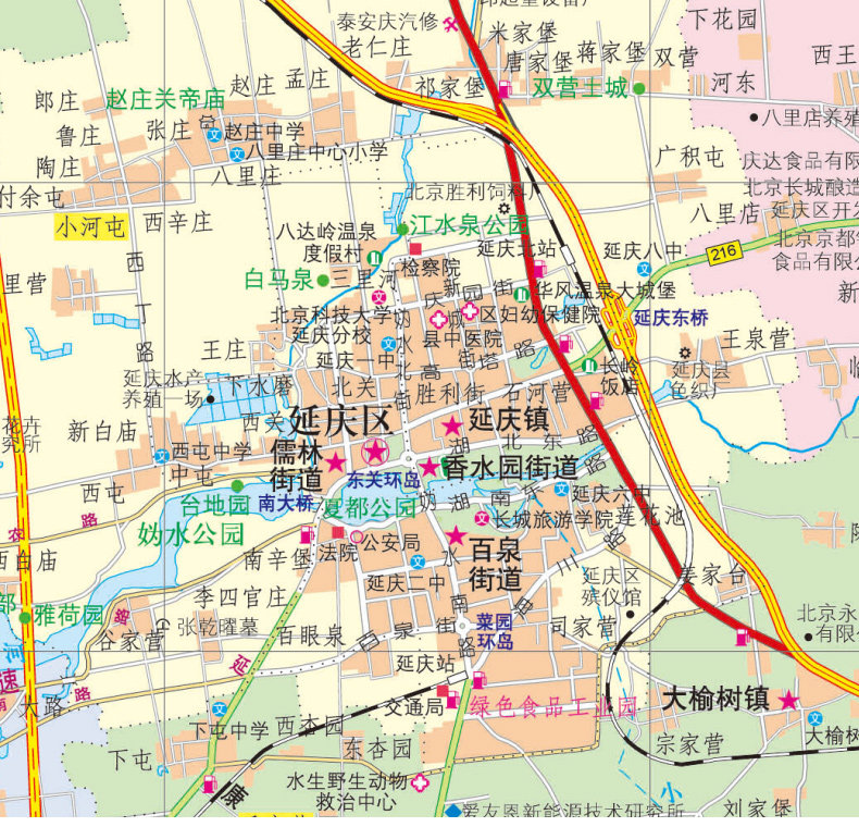 地图延庆2019588mm京郊北京突出旅游景点清晰路网交通地图