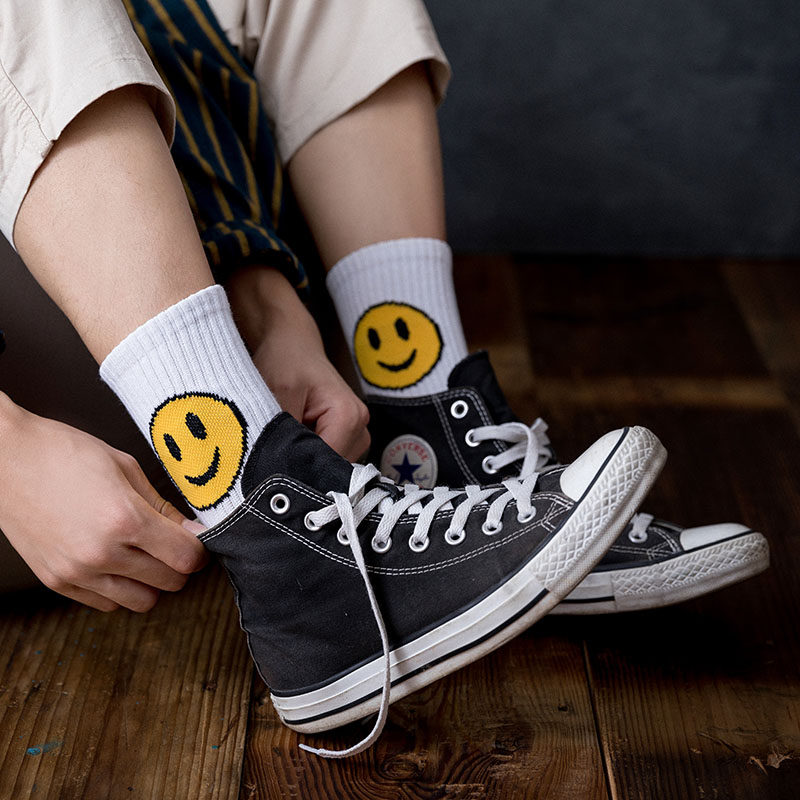 贾斯汀比伯同款 drew house笑脸袜子男女加厚运动袜情侣袜长袜毛圈