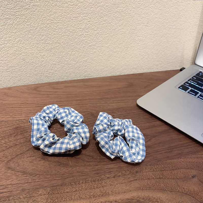 棉质ins复古格子系大肠发圈学院风小清新bm肥肠发饰扎头发头绳女 - 啊