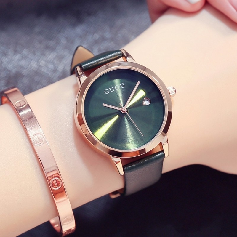 guou正品手表女时尚简约女士名牌手表百搭潮流防水大表盘休闲日历