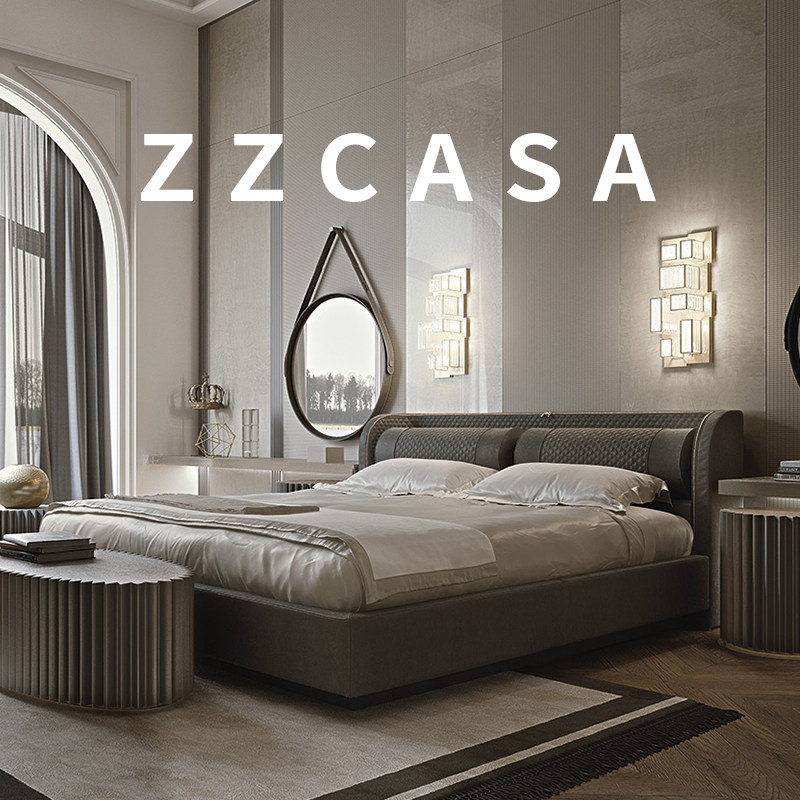 vf款式意式简约现代全屋定制家具意大利轻奢卧室布艺床