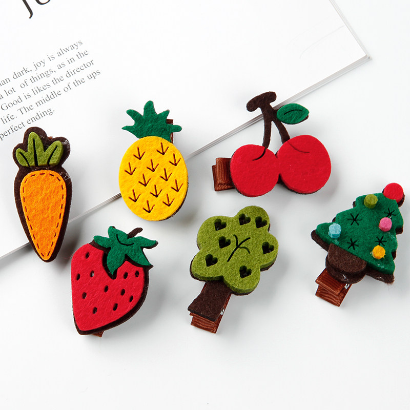 可爱卡通儿童发饰宝宝韩版不伤发夹子女童不织布百搭发卡刘海边夹