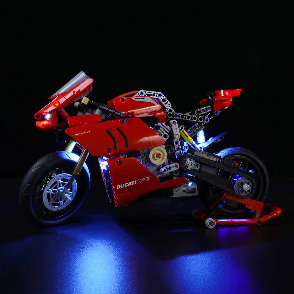lightailing乐高42107杜卡迪panigalev4摩托车积木led灯饰塑料积木