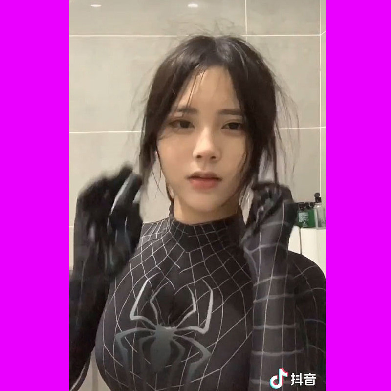 女蜘蛛侠黑色紧身衣连体衣服纳米战衣抖音同款cosplay角色扮演服2