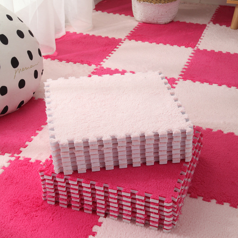 四季通用泡沫拼接地垫卧室榻榻米拼图儿童爬行垫毛毯床边绒面地毯