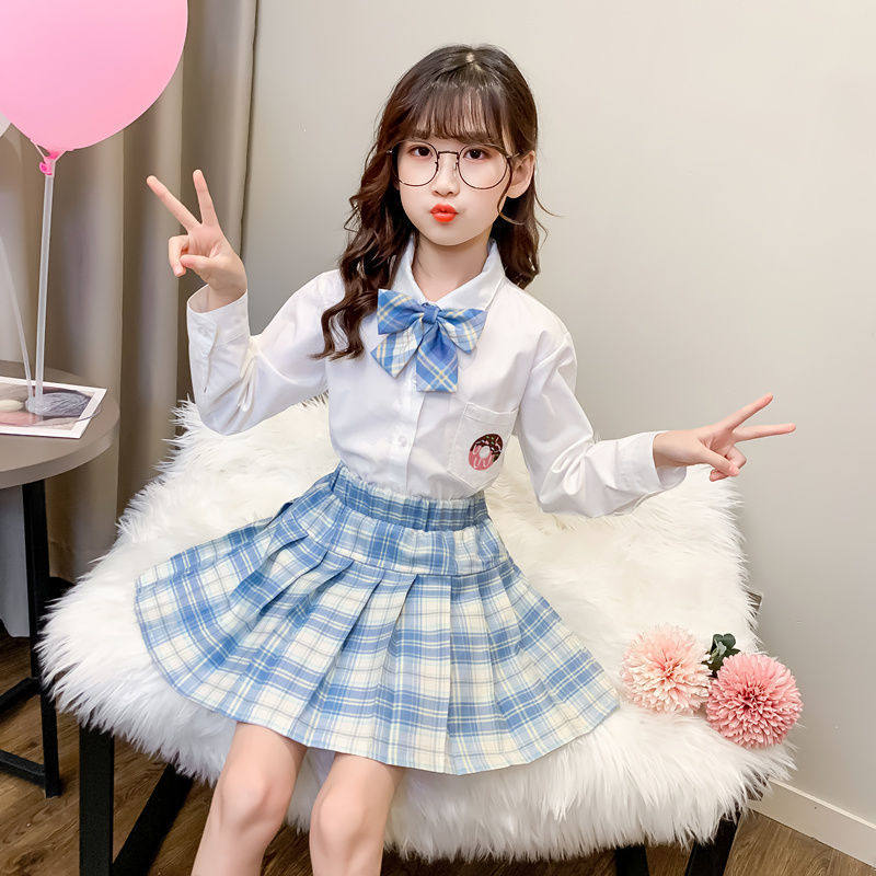 女童学院风jk制服秋季新款百褶裙套装