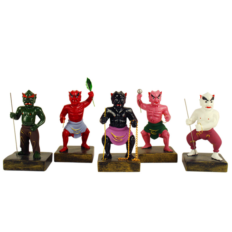 摆件神像4寸五鬼站像七彩七彩树树脂道教宗教摆件