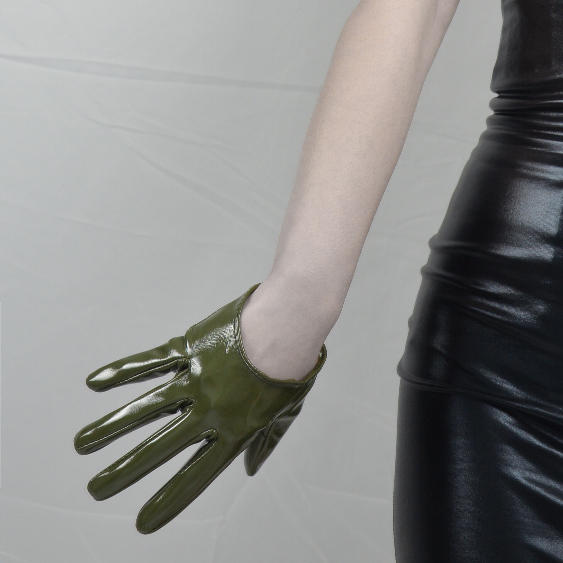 包邮漆皮超短手套13cm红色白色黑色仿真真皮手套