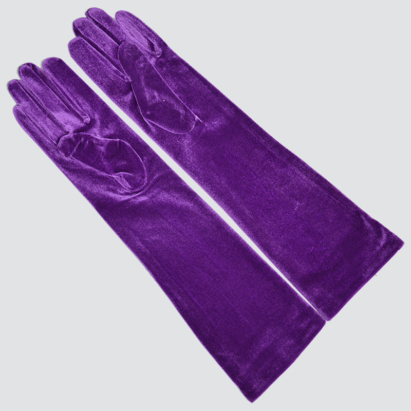 包邮触屏金丝绒天鹅绒弹力高弹力丝绒女款紫色深紫手套