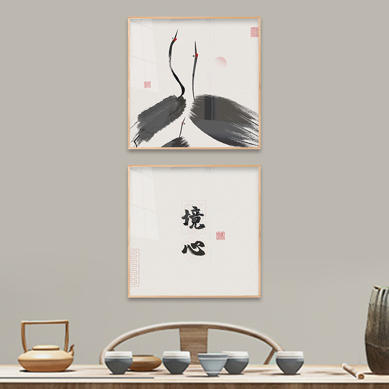 新中式客厅国风走廊玄关壁画背景墙沙发挂画卧室现代装饰画