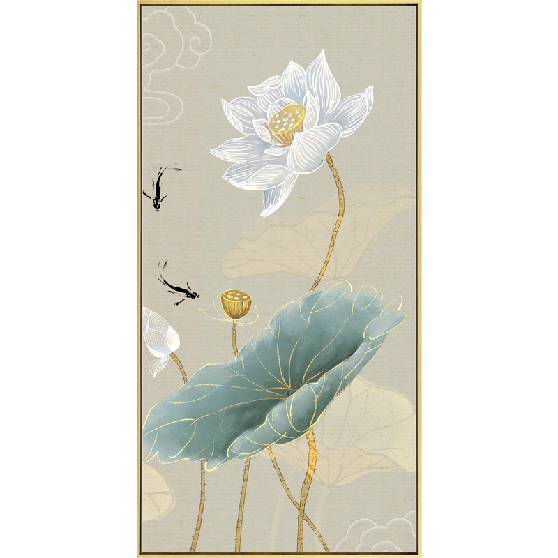 青莲走廊壁画荷花尺寸超大墙画过道挂画新中式现代装饰画