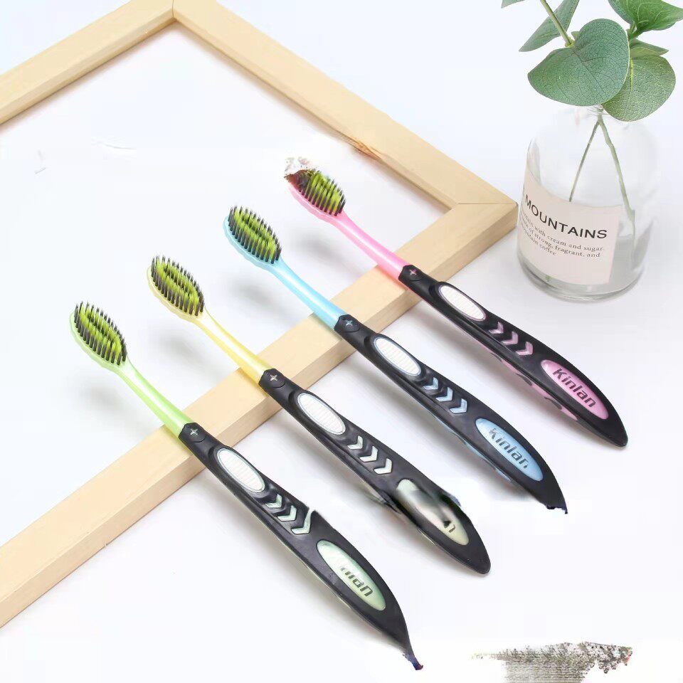 10支劲浪牙刷883双重去渍刷毛竹炭牙刷双重刷毛软胶刷成人软毛牙