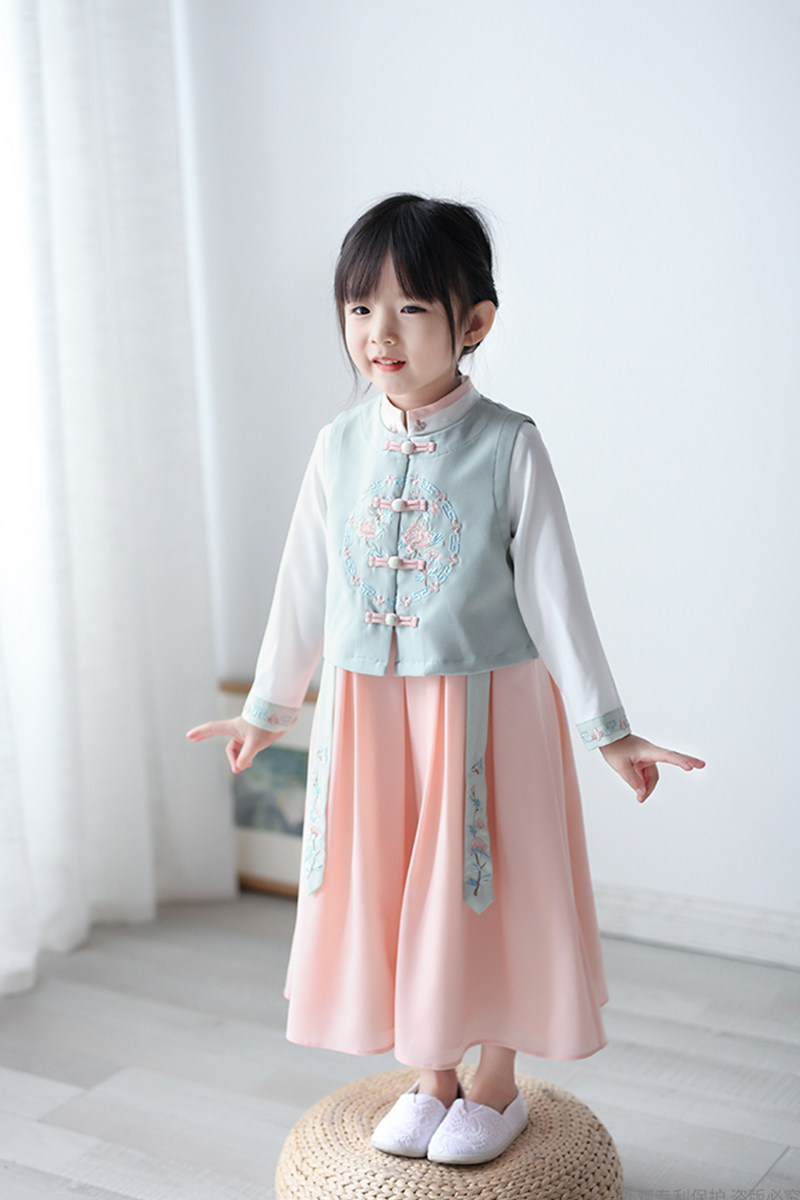 女童汉服春秋中国风春装襦裙童装古风女宝宝汉服襦裙超仙女孩唐装
