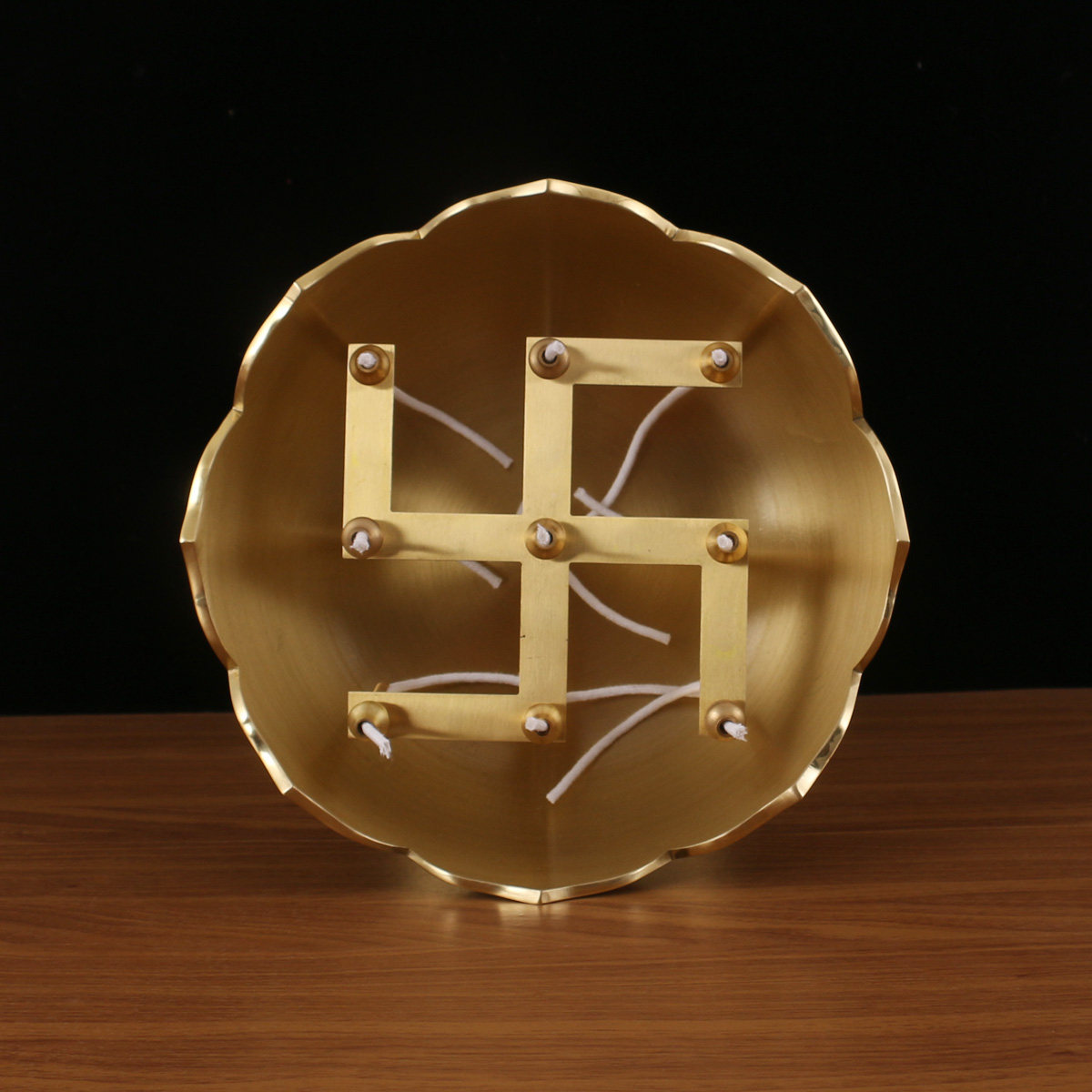 瑞祥纯铜九星续命莲花长明酥油铜灯万字佛印烛台