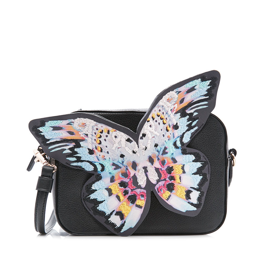 sophiawebster黑色牛皮刺绣蝴蝶时尚复古女包单肩女士包袋