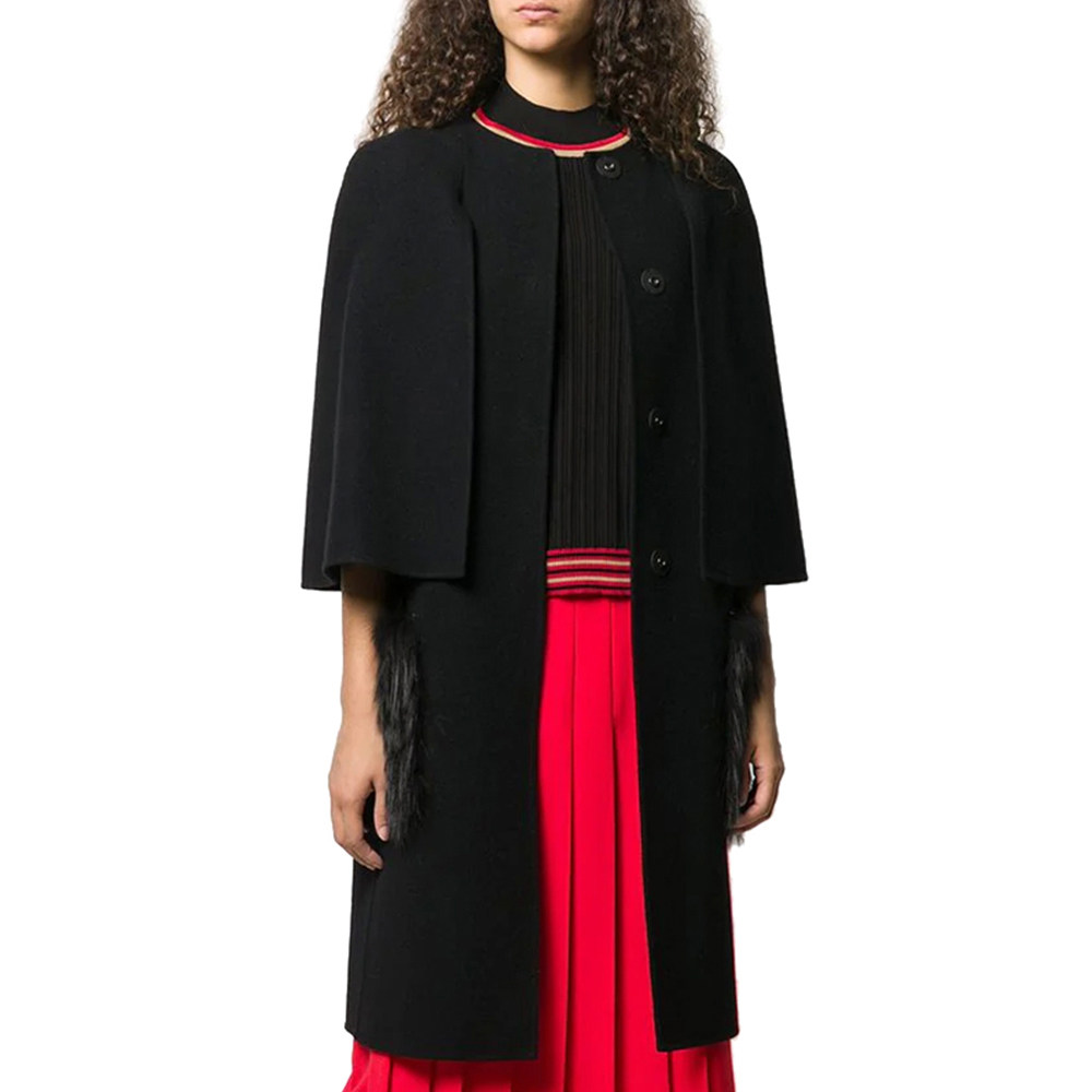 立即下单fendi芬迪黑色女士大衣毛呢外套